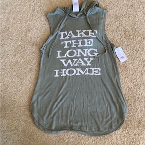 Modern Lux Green sleeveless Hooded Top